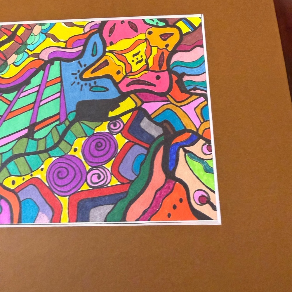 Original Intuitive Abstract Drawing with Mat - Picture 5 of 5